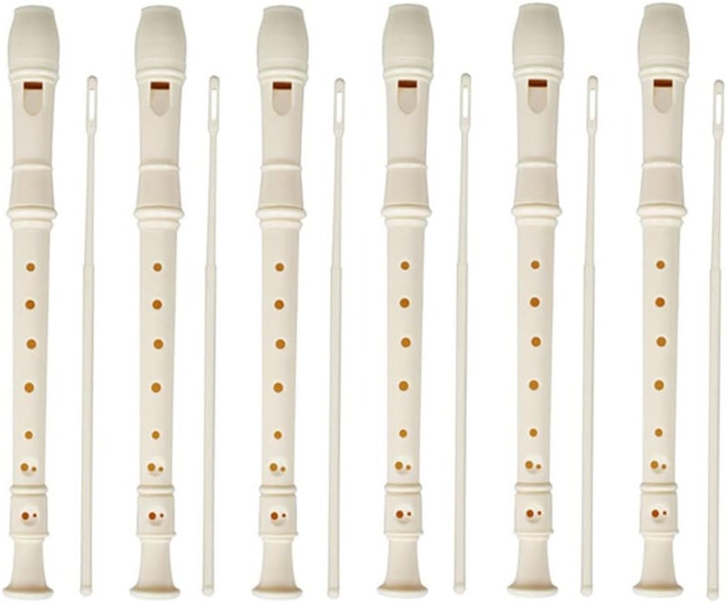 Plzoslly 6 Pieces 8 Hole Descant Soprano Recorder for Beginner, Plastic Music Recorder Instrument Music Flute with Cleaning Rod - Image 1